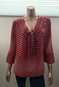 $200+ Blusa Top de Verano TORY BURCH 100 % Seda Cuello en V con Corbatas Delanteras/6 - Imagen 1 de 9