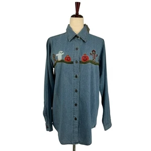 Vintage Ediciones Básicas Halloween Bordado Denim Abotonado S Fantasma Calabaza - Imagen 1 de 11