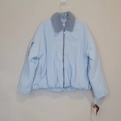 Free People Blue Puffer Bomber Outpost Oversized Jacket Size M - Image 1 of 4