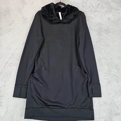 Vestido Athleta Triumph Luxe Shine para mujer talla L negro cuello de piel sintética atletismo Foto 1 de 4