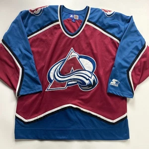 Vintage Colorado Avalanche Starter Jersey Mens XL Blue Red Hockey NHL EXCELLENT! - Picture 1 of 13