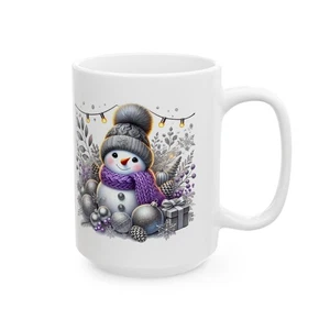 Christmas Snowman Ceramic Mug, Holiday Coffee Cup, Winter Tea Mug, Festive Hot - Picture 1 of 9