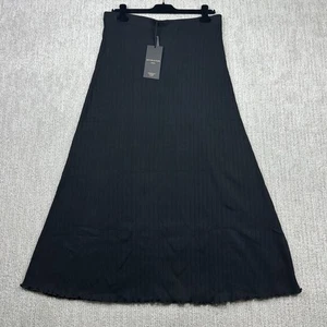 Gonna midi madreperla Londra linea A costine donna taglia US 12 nera NUOVA - Foto 1 di 9