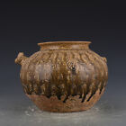 11" China Old Porcelain Dongjin Dynasty Yue Kiln Cyan Glaze Chicken Head Jar Pot