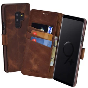 Samsung Galaxy S9 Plus Pocket-Book Custodia Protettiva IN Caffè Wallet Case S9+ - Foto 1 di 7
