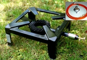 4 Bein Hockerkocher Gaskocher Campingkocher Gas Kocher + Schlauch + Regler - Bild 1 von 3