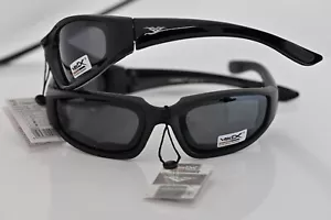 2 Pairs Foam Padded Goggle Sunglasses Mens Oval Wrap Around Biker 1196 - Picture 1 of 6