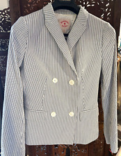 Brooks Brothers Seersucker Cotton Dbl Brstd Jacket White Blue WM6 NWOT RedFleece