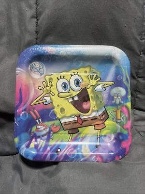 New, Sponge Bob Epic Party Plates 8 Per Pack 7” Square Birthday Party Supplies - Image 1 of 2