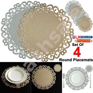 Set of 4Round Placemats and Coasters Woven Table Place Mats for Dining Table