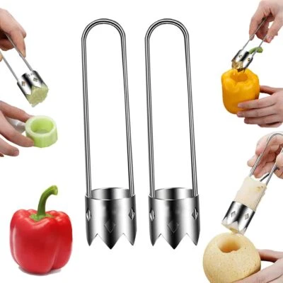 LING CHUANG 2 PCS Red Bell Pepper Seed Corer-Multifunctional Fruit and Vegetable Core Remove