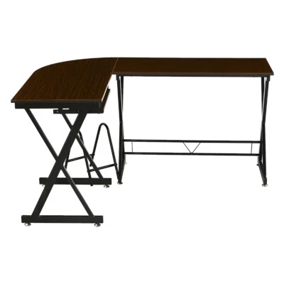 Eckschreibtisch Nussbaum-Optik Metall-Beine Computertisch ECKHART  - Bild 1 von 4