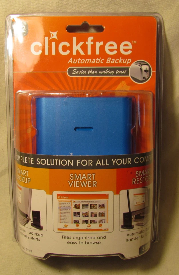 BRAND NEW Clickfree 320GB Automatic Backup External USB Hard Drive Blue - Image 1 of 1