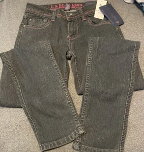 Us Polo Assn Size 12 Girls Rhinestones On Pocket New With Tags Skinny Dark - Picture 1 of 11