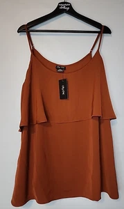 City Chic Burnt Orange Sweet Tier Spice Cami Tank Plus 18 Sleeveless Scoop Neck - Picture 1 of 3