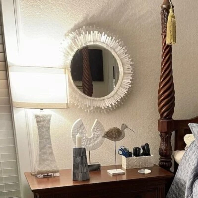 30" Natural Selenite Stone Mirror , Selenite Crystal Wall Unique Decor - Image 1 of 4
