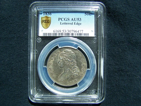 1836 Capped Bust Half Dollar PCGS AU53 Cover