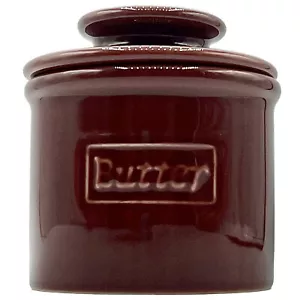 L. Tremain Beurre FRENCH CERAMIC BUTTER BELL Crock Dish Cup Burgundy Maroon Red - Picture 1 of 22