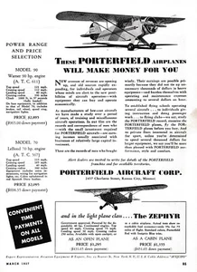 Pubblicità aeronautica Porterfield Zephyr 1937 26/05/2025j - Foto 1 di 1