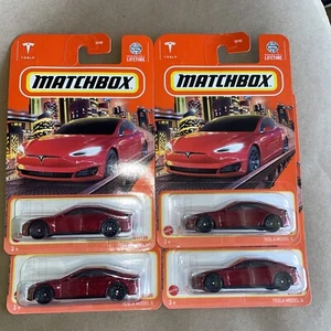 Matchbox Tesla Model S Red 1:64 Scale Diecast Car Lot 4 - Picture 1 of 4