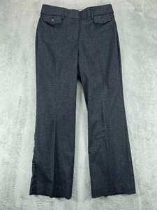 Loft Petite Curvy Trouser Pants Womens 4P Houndstooth Navy Tweed High Waist NWT - Picture 1 of 10