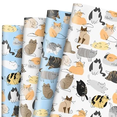 8 hojas de papel de envolver para impresión de gato - no rollo - lindo carpeta de papel para envolver regalo para gatos... Foto 1 de 4