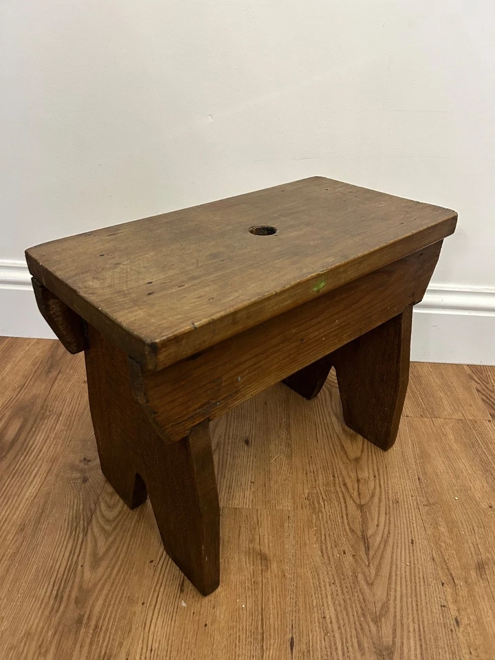 Vintage Milking Stepstool Footstool Stool Plant Stand Primitive Wooden Oak - Image 1 of 4