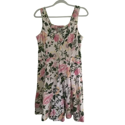 Vintage 80's or 90's Floral Flowers Pink White Cotton Romper Womens Size Medium - Image 1 of 4