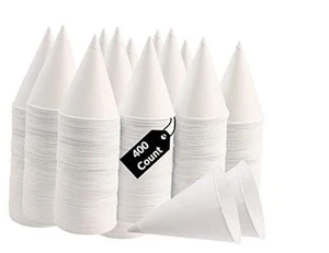 Disposable White Paper Cone Cups (Pack of 400-4.5 oz) Eco-Friendly, Leak - Picture 1 of 7