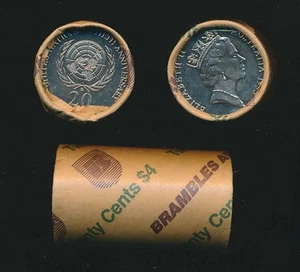 Australia: 1995 20c United Nations Security Roll of 20 UNC Coins Brambles - Bild 1 von 1