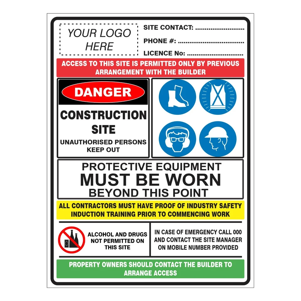 Construction Site Safety Sign Danger Keep Out PPE A1 A2 A3 Made in Australia - image 1 of 1