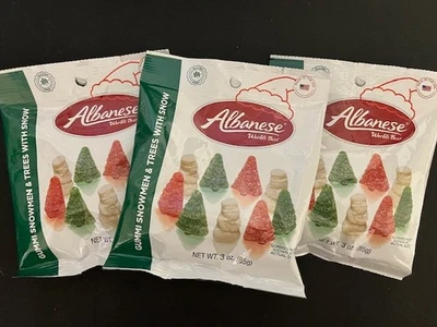 阿尔巴尼亚世界最佳古米雪人和树木带雪圣诞糖果 {3 包} — 第 1/2 张图片