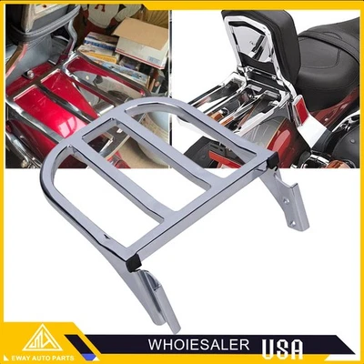 Chrome Sissy Bar Backrest Luggage Rack For Harley Heritage Softail Sportster XL - Image 1 of 4