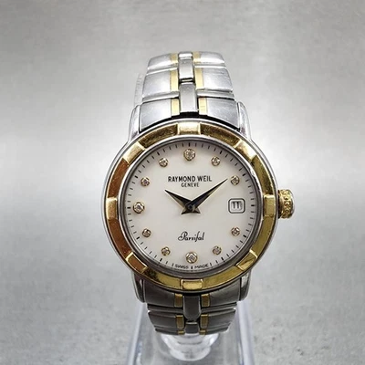 Raymond Weil Parsifal 27mm MOP Dial Two Tone Date Diamond Markers 9440 New Batt - Image 1 of 4
