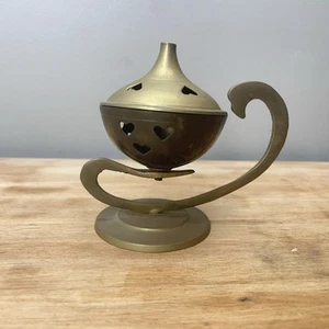 Lampada Genio Vintage Bruciatore di Incenso in Ottone Alto 3,5" - Foto 1 di 8