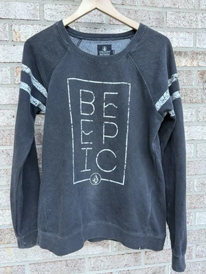 Volcom Y2K Sweatshirt Medium Long Sleeve Graphic Pullover Black Fleece Be Epic - Image 1 of 3