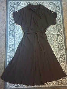 Lauren Ralph Lauren Womens Faux Wrap Shirt Dress 18 Brown Classic Old Money - Picture 1 of 16