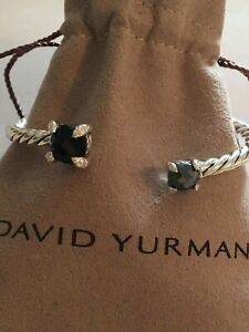 David Yurman Chatelaine Bypass 925 Silver & Diamonds Onyx  Bracelet Medium