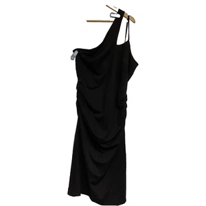 Grace Karin One Shoulder Dress Women's Medium Black Stretch Ruched Side Midi New - Picture 1 of 7
