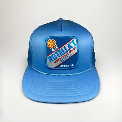 Sombrero de camionero vintage Shell Motor Oil ROTELLA T, gorra azul Snapback con parche Foto 1 de 4