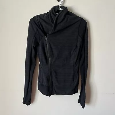 Lululemon Bhakti Yoga Jacket 4 Small Womens Stripe Black Dark Slate Gray Zip Up • 39.99€