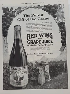 1914 roter Flügel Traubensaft Samstag Abendpost Druck Werbung puritanisches Essen Fredonia - Bild 1 von 2