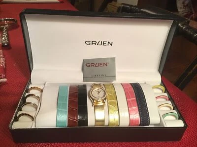 Reloj Gruen Damas Caja Original y Papeles con Biseles y 8 Bandas ¡Batería Nueva Funcionando! Foto 1 de 4
