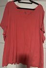 Kim Rogers Coral V Neck Short Sleeve Plus Size 3X Top
