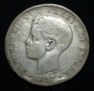 ZALDI2010 - ALFONSO XIII , 1 PESO DE FILIPINAS de 1897 , 24,64 gramos . PLATA - Bild 1 von 2