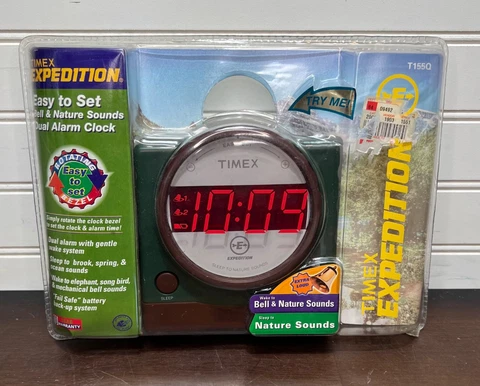 Timex Expedition T155Q Digital Dual Alarm Clock Nature Sound - Sealed Cover