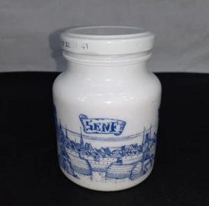 Senf Mustard Jar Milk Glass German Hengstenberg Munchen Moutarde Mosterd 4" - Picture 1 of 7