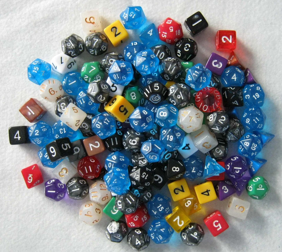 Bulk MISPRINT Plastic Dice Over 1/2 a Pound! Assorted Sizes Colors RPG die lot - Image 1 of 1