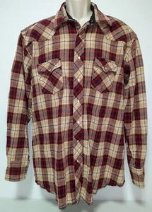 Camisa Wrangler Western para Hombre 2XT Franela Pesada LS Perla Snap Marrones y Rojos a Cuadros - Imagen 1 de 4