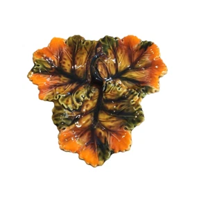 MCM Hecho en Japón Plato Hoja Marrón Brillante y Naranjas Mango 9 x9 Borde Festoneado - Imagen 1 de 5